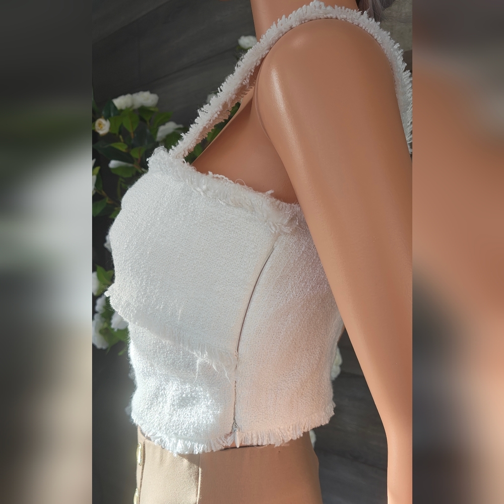 Endless Rose White Tweed Top - Picture 3 of 5